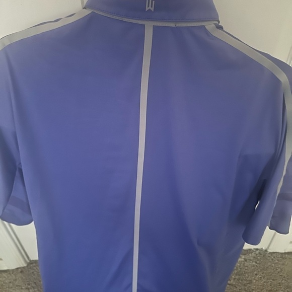 Nike Tiger Woods Collection Golf Polo Shirt Dri-Fit SS Purple Blue Striped Large - Picture 4 of 6